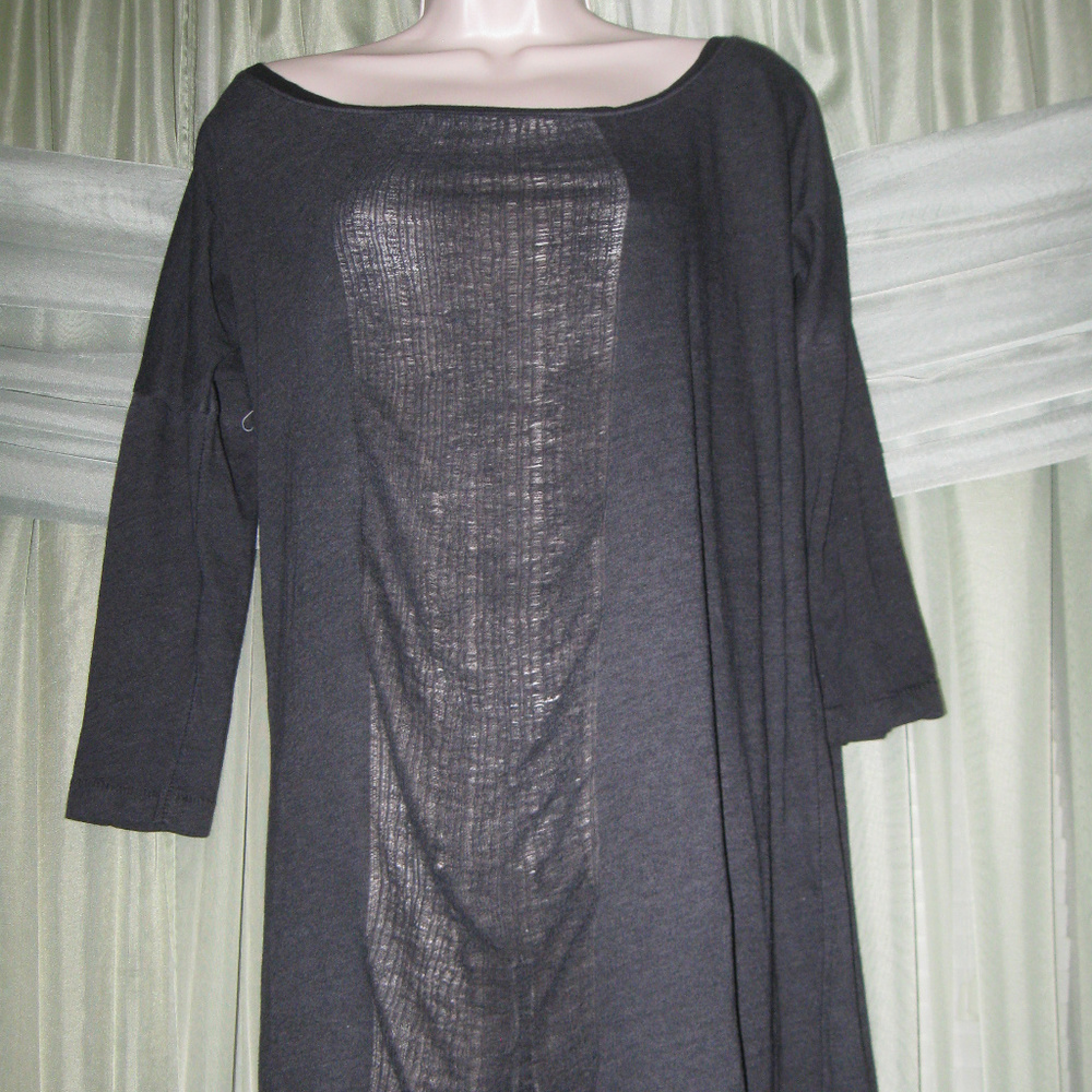 Basic Pullover Charcoal Distressed Front Shredded - image 1